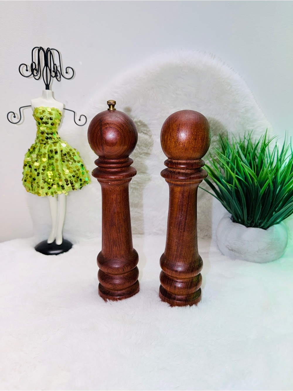 Classic Wooden Pepper Mill & Salt Shaker - Rich Brown Mid Century Modern 💝